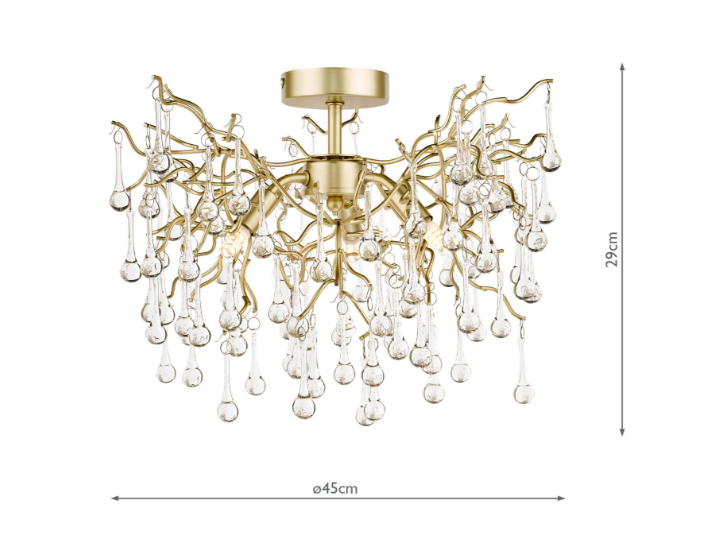 Willow 3 Light Semi-Flush Light- Champagne/ Pewter