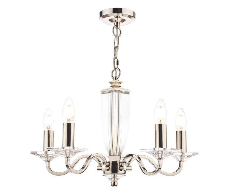 Carson 5 Light Armed Pendant Fitting Only- Antique Brass/ Polished Nickel