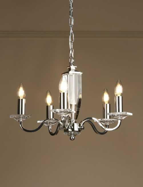 Carson 5 Light Armed Pendant Fitting Only- Antique Brass/ Polished Nickel