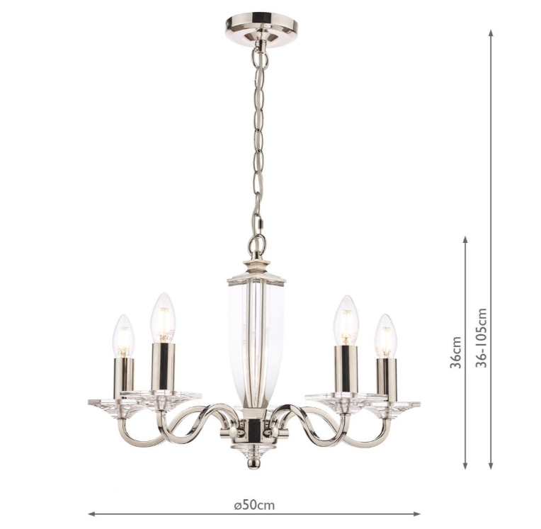 Carson 5 Light Armed Pendant Fitting Only- Antique Brass/ Polished Nickel