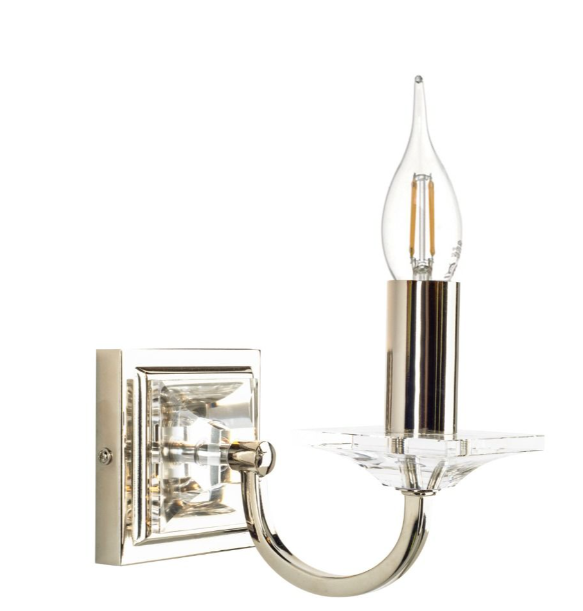 Carson Wall Light Polished Nickel and Crystal Bracket Only