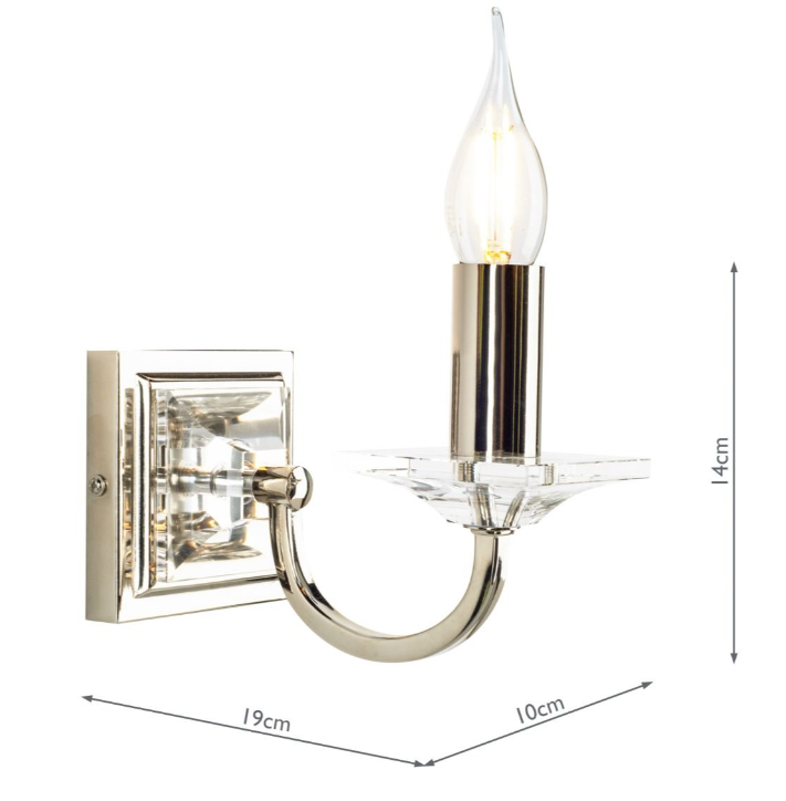 Carson Wall Light Polished Nickel and Crystal Bracket Only