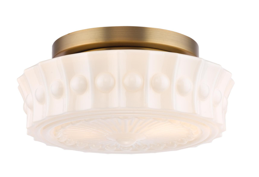 Neema 2Lt Flush Light- Opal Glass and Antique Bronze