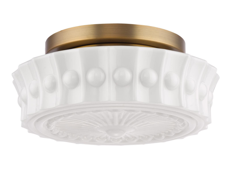 Neema 2Lt Flush Light- Opal Glass and Antique Bronze