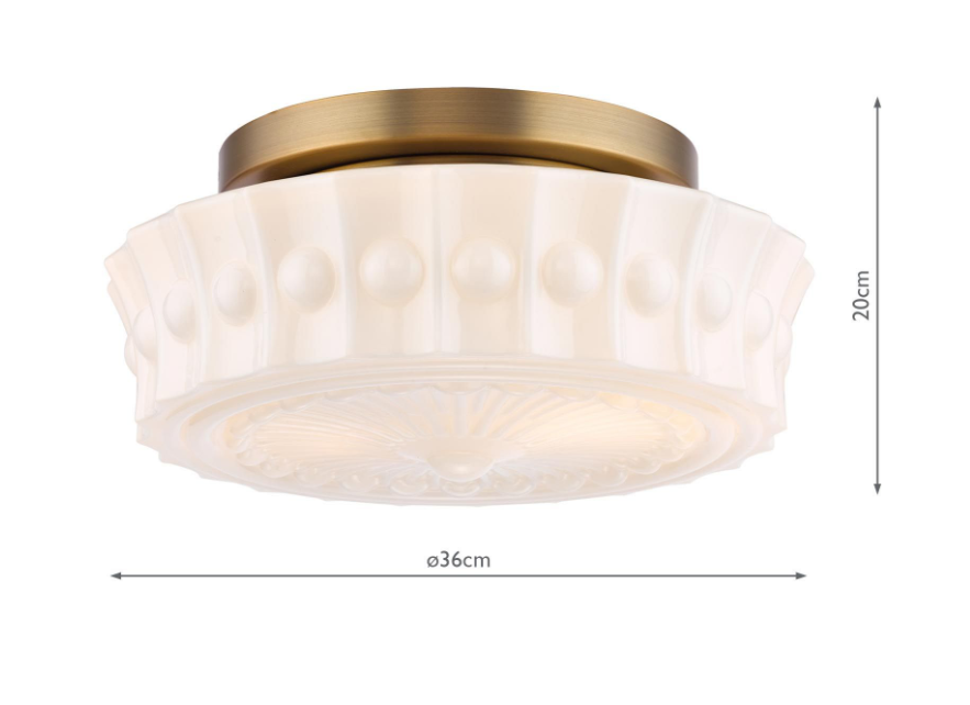 Neema 2Lt Flush Light- Opal Glass and Antique Bronze