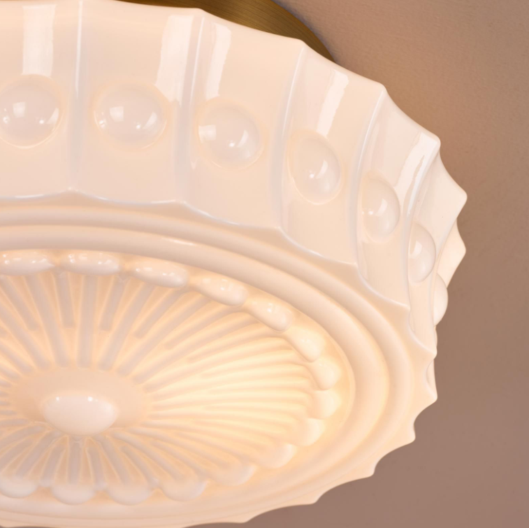 Neema 2Lt Flush Light- Opal Glass and Antique Bronze
