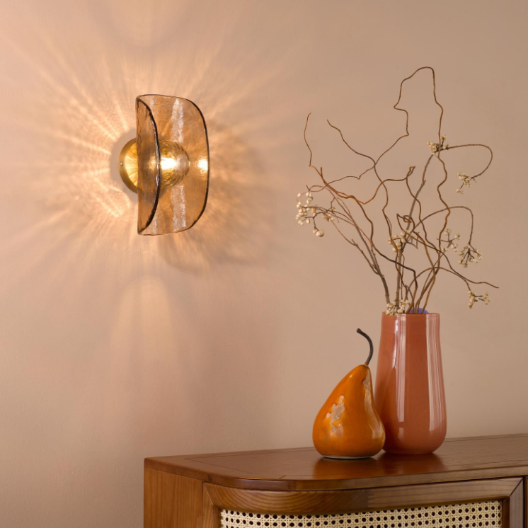 Megara Wall Light- Antique Bronze and Tea Smoked Glass