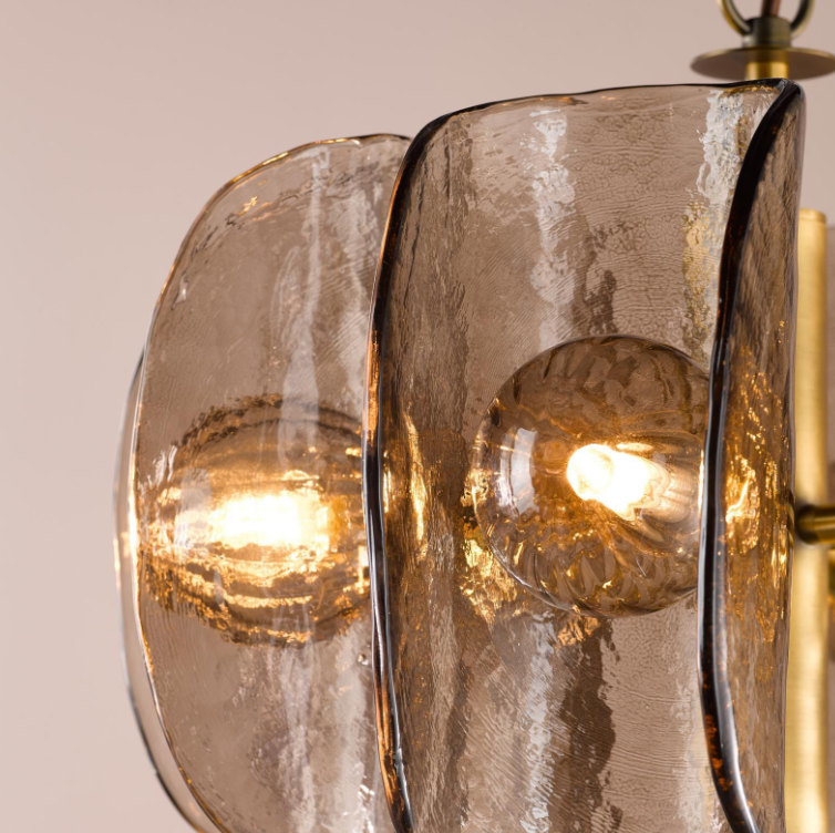 Megara 6 Light Chandelier- Antique Bronze and Tea Smoked Glass