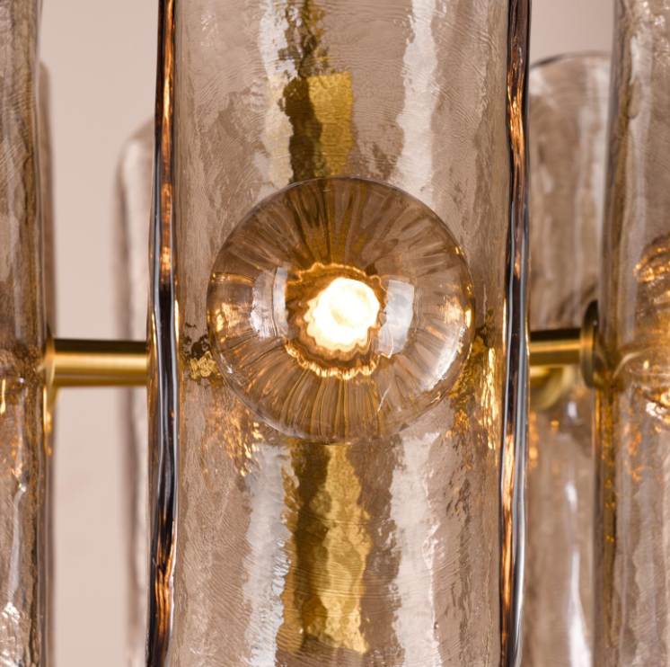 Megara 6 Light Chandelier- Antique Bronze and Tea Smoked Glass