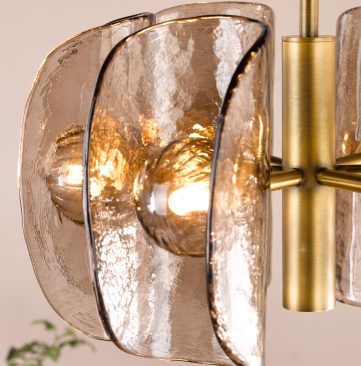 Megara 6 Light Chandelier- Antique Bronze and Tea Smoked Glass