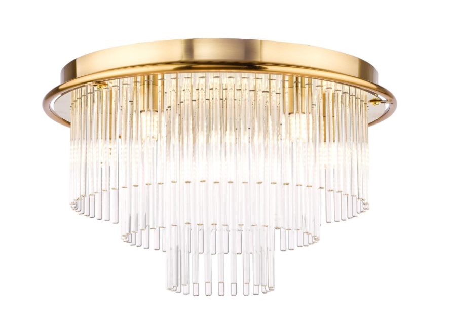 Lukas 6Lt Flush Light-  Antique Gold and Glass
