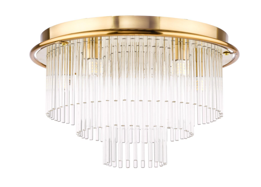 Lukas 6Lt Flush Light-  Antique Gold and Glass