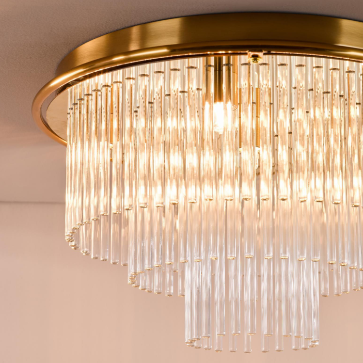 Lukas 6Lt Flush Light-  Antique Gold and Glass