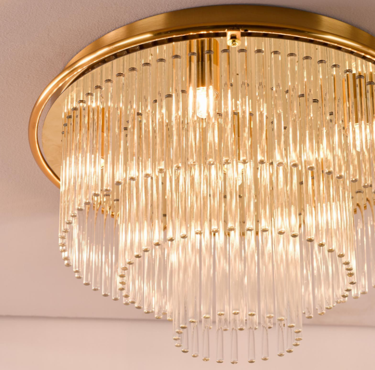 Lukas 6Lt Flush Light-  Antique Gold and Glass