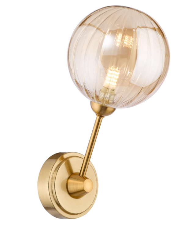 Liora Wall Light-  Antique Gold and Amber Ribbed Glass