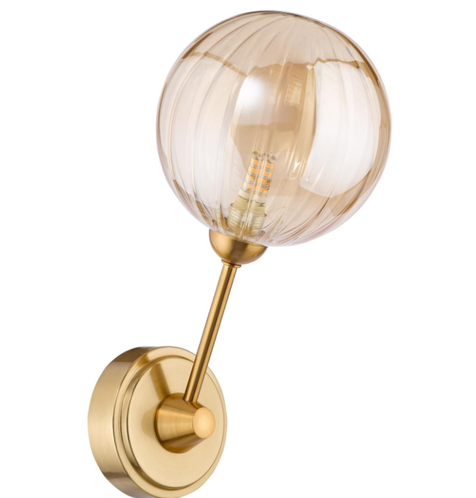 Liora Wall Light-  Antique Gold and Amber Ribbed Glass