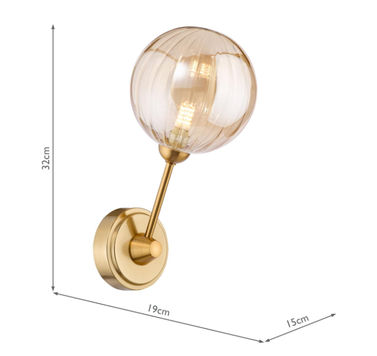 Liora Wall Light-  Antique Gold and Amber Ribbed Glass