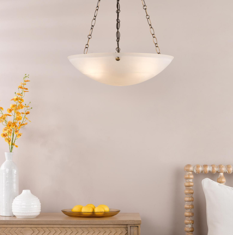 Keita 3 Light Ceiling Light - Antique Bronze and Alabaster Glass