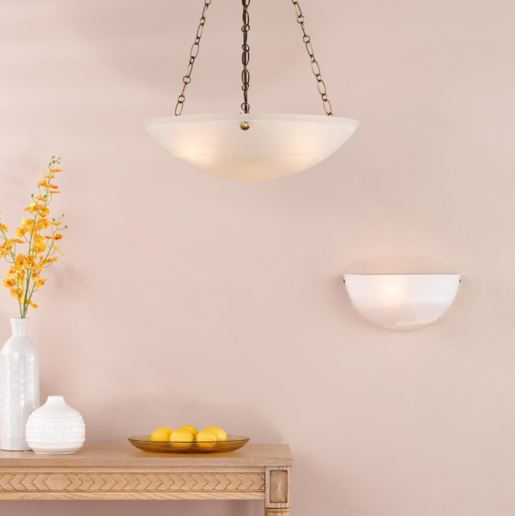 Keita 3 Light Ceiling Light - Antique Bronze and Alabaster Glass