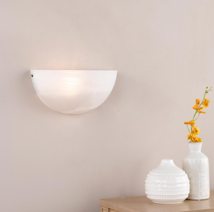 Keita Wall Light- Alabaster Glass and Antique Bronze