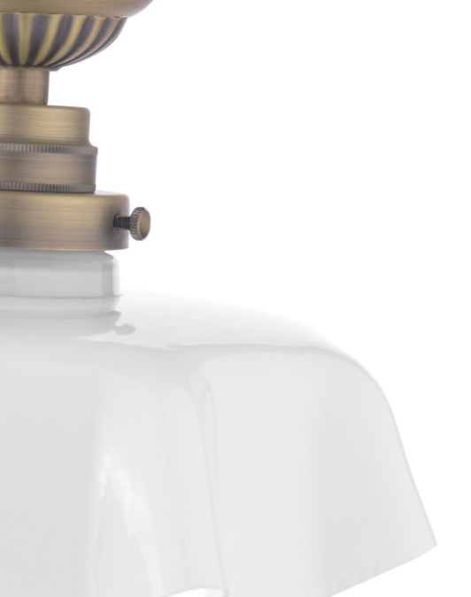 Banham Semi-Flush Light- Matt Antique Brass and White Glass
