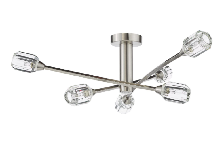 Zonda 3/6Lt Semi-Flush Ceiling Light- Brushed Nickel and Crystal