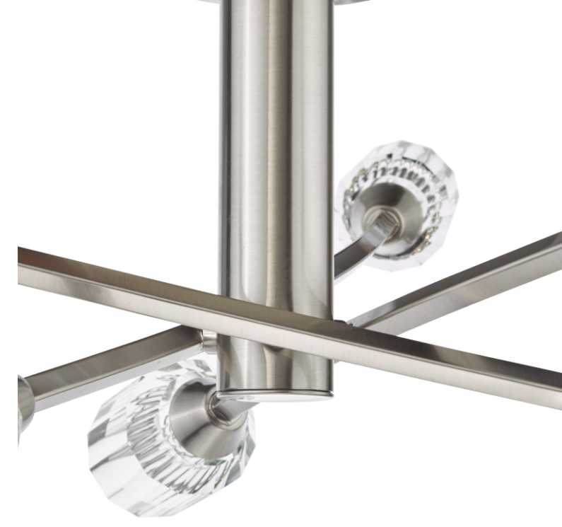 Zonda 3/6Lt Semi-Flush Ceiling Light- Brushed Nickel and Crystal