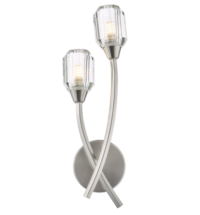 Zonda 2Lt Wall Light- Brushed Nickel and Crystal
