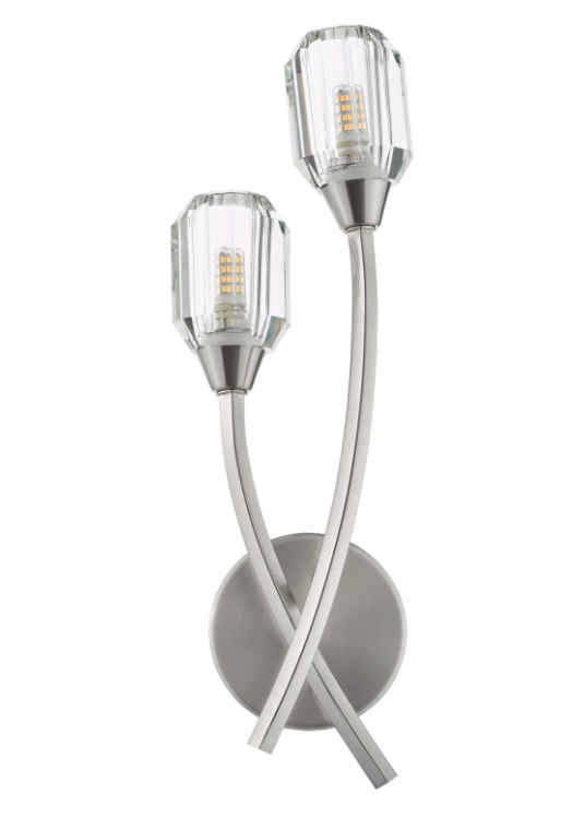 Zonda 2Lt Wall Light- Brushed Nickel and Crystal