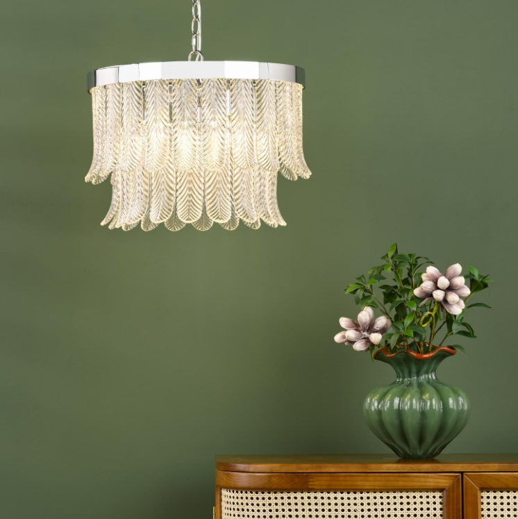 Irisen 6Lt Chandelier-  Polished Nickel / Natural Brass