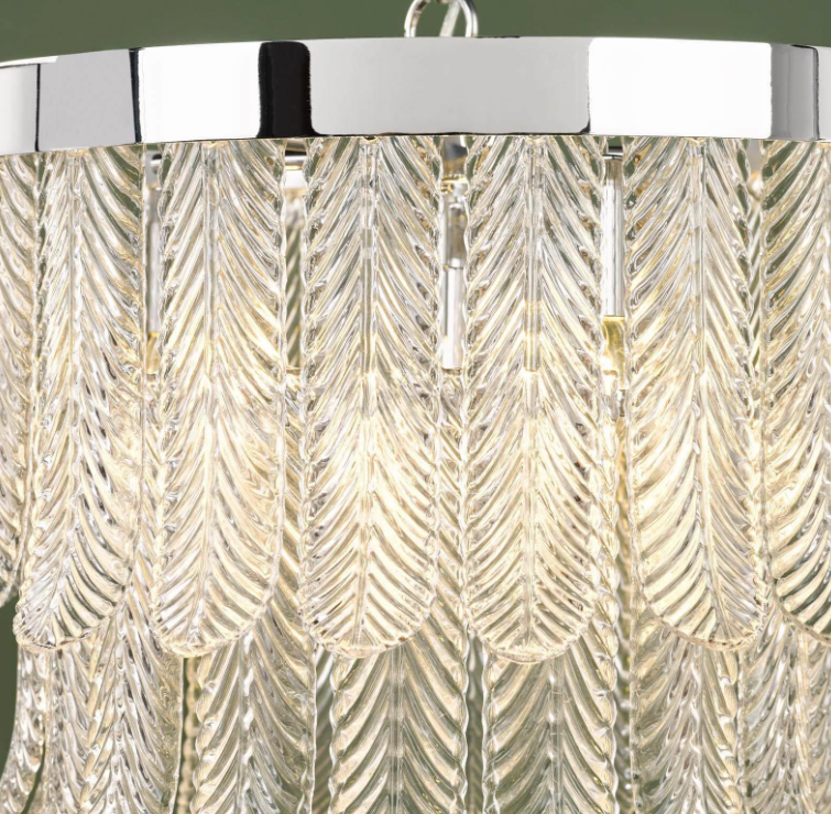 Irisen 6Lt Chandelier-  Polished Nickel / Natural Brass