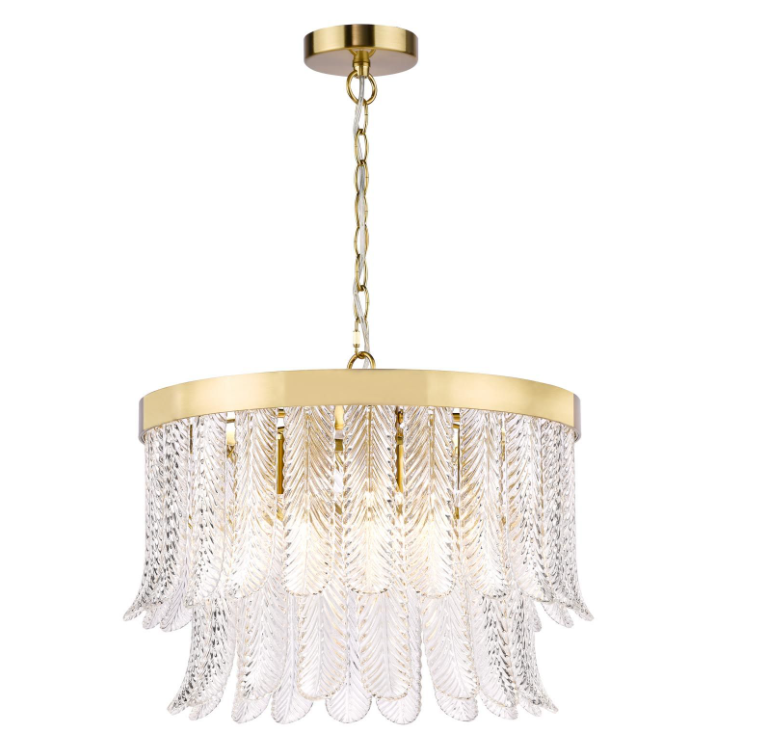 Irisen 6Lt Chandelier-  Polished Nickel / Natural Brass