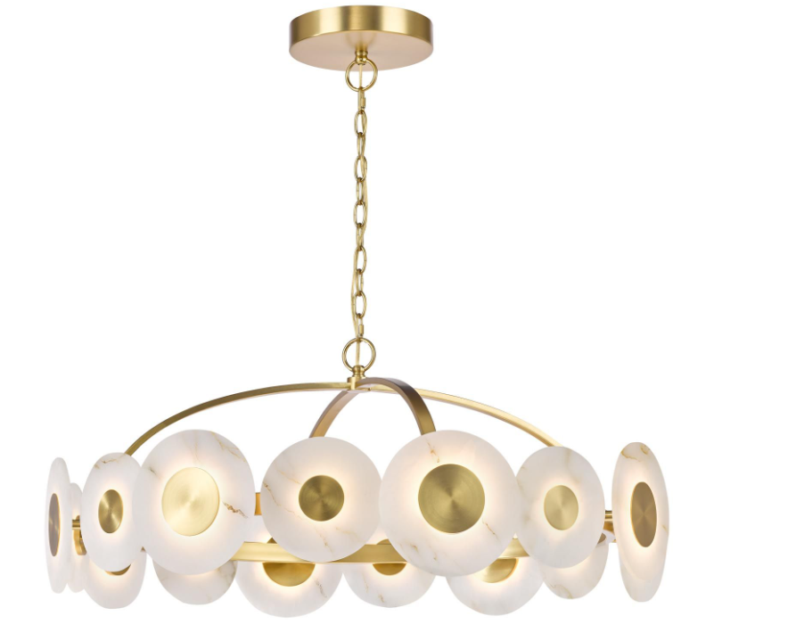 Irela Chandelier- Matt Brass and Alabaster LED