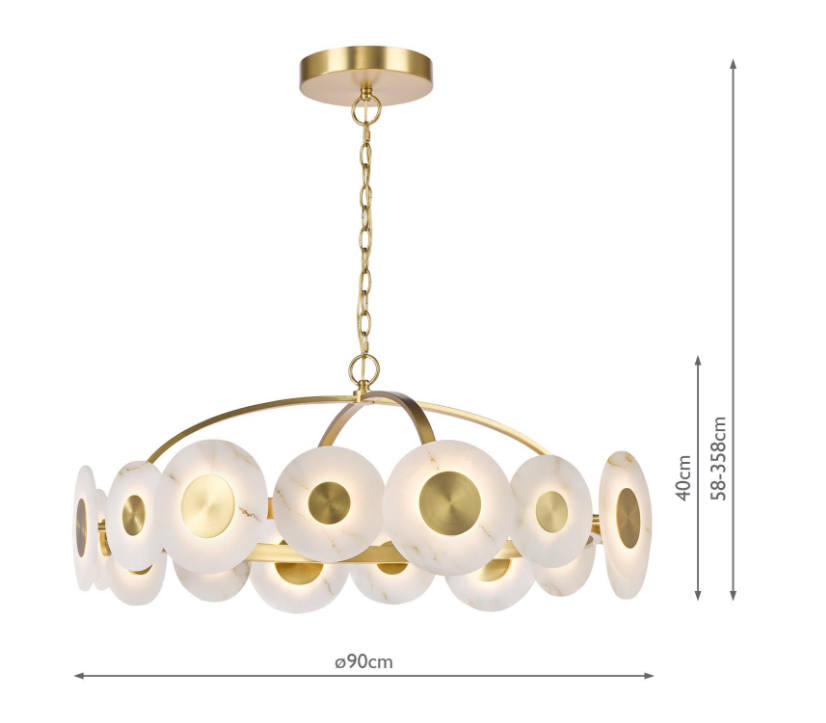 Irela Chandelier- Matt Brass and Alabaster LED