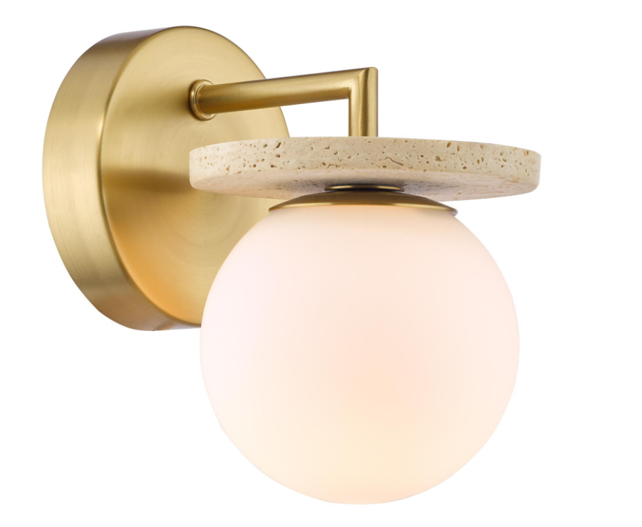 Inaya Wall Light- Natural Brass and Travertine