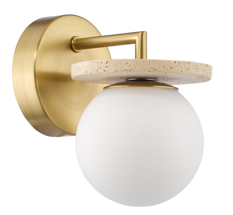 Inaya Wall Light- Natural Brass and Travertine