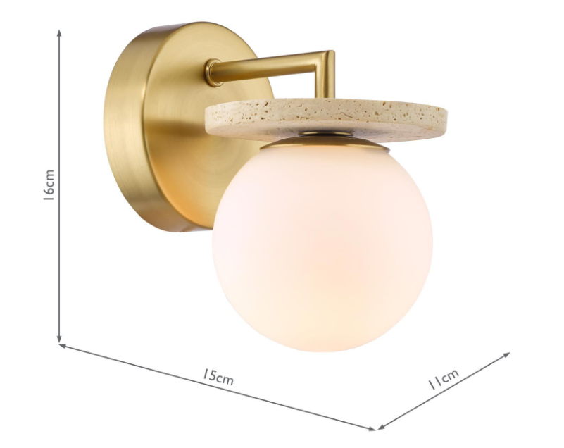 Inaya Wall Light- Natural Brass and Travertine