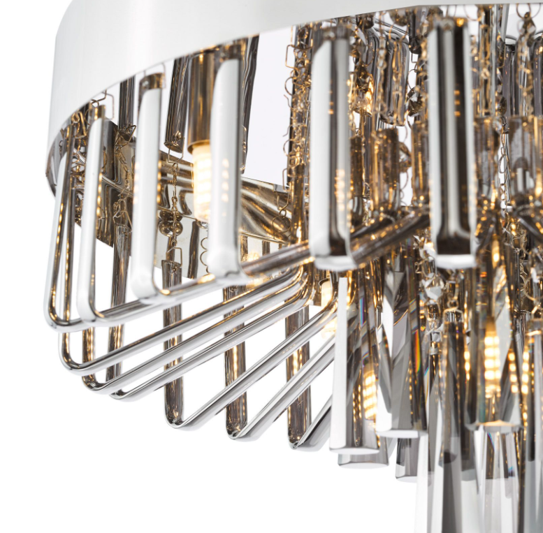 Olin 5 Light Flush Light- Polished Chrome and Smoked Glass