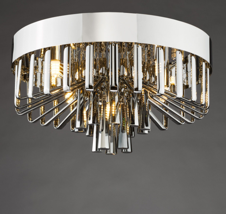 Olin 5 Light Flush Light- Polished Chrome and Smoked Glass