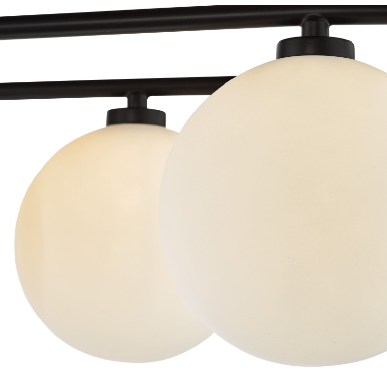Luana 8Lt Semi-Flush Light-  Matt Black and Opal Glass
