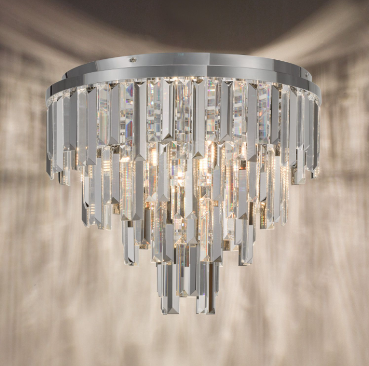 Fuentes 5Lt Flush Light- Polished Chrome and Crystal
