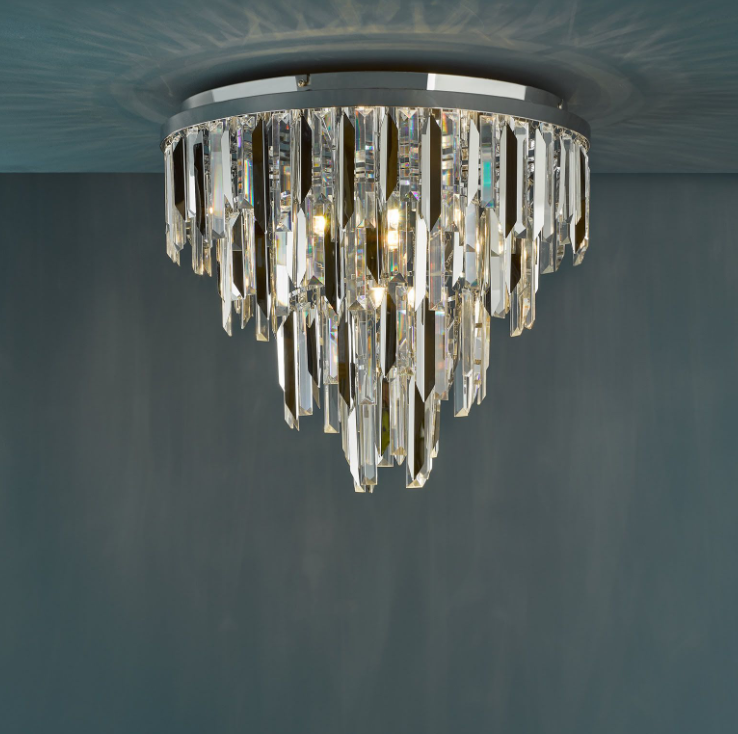 Fuentes 5Lt Flush Light- Polished Chrome and Crystal