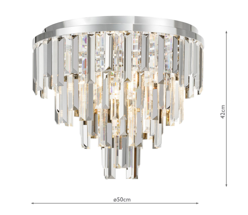 Fuentes 5Lt Flush Light- Polished Chrome and Crystal