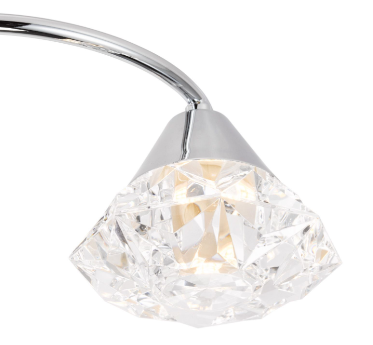 Dilys 3/5 Lt Semi-Flush Light- Polished Chrome and Clear Faceted Plastic