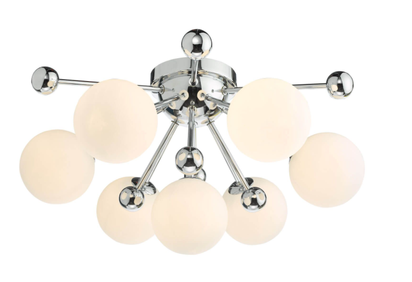 Ursa 7Lt Flush Light- Polished Chrome and Opal Glass