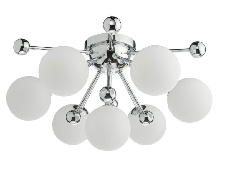 Ursa 7Lt Flush Light- Polished Chrome and Opal Glass