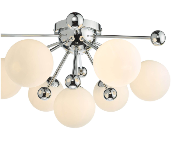 Ursa 7Lt Flush Light- Polished Chrome and Opal Glass
