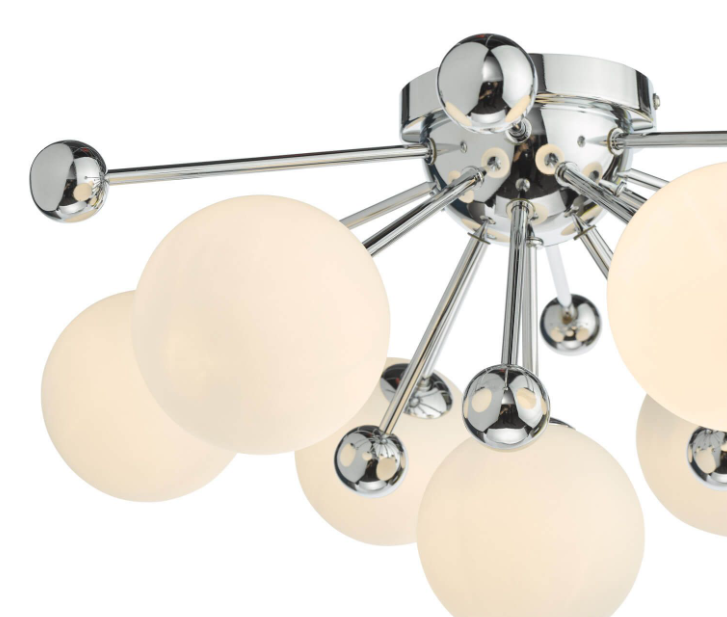 Ursa 7Lt Flush Light- Polished Chrome and Opal Glass