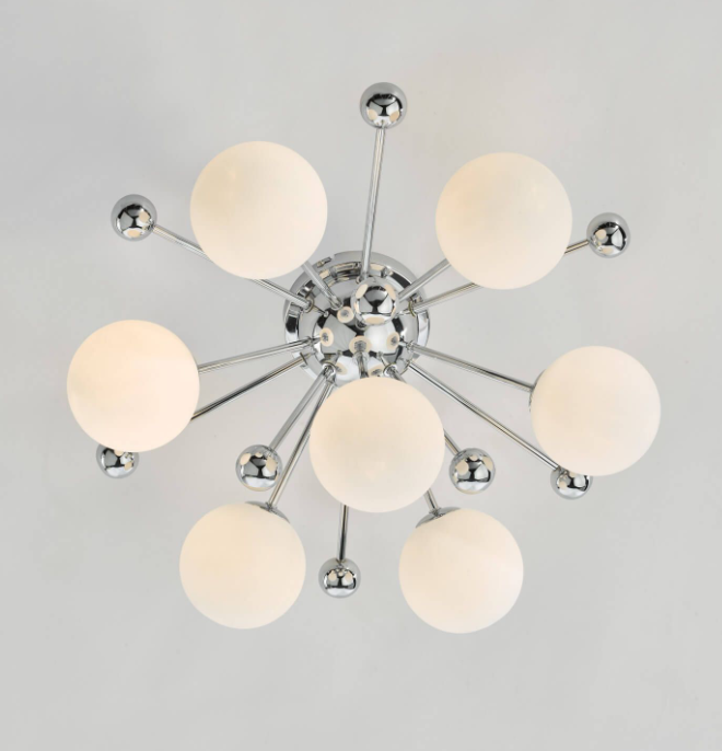 Ursa 7Lt Flush Light- Polished Chrome and Opal Glass