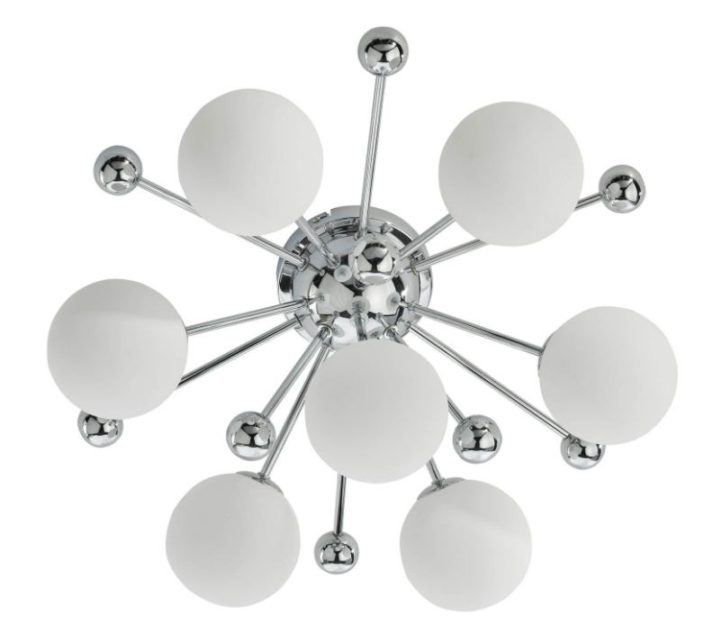 Ursa 7Lt Flush Light- Polished Chrome and Opal Glass